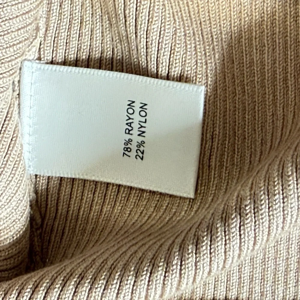 Rachel Zoe Ribbed Knit Midi Skirt in Beige/Taupe (M